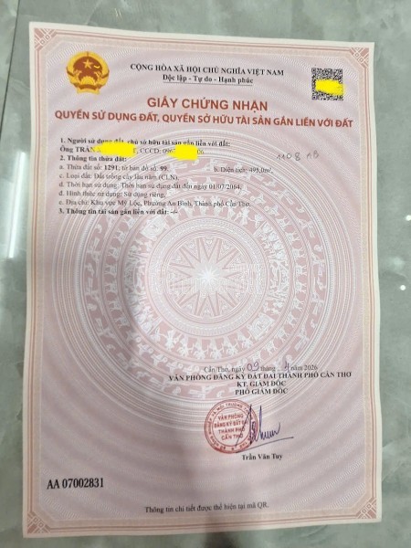 ĐẤT ĐẸP - GIÁ TỐT - CHÍNH CHỦ Cần Bán đất Ấp Mỹ Lộc, Xã Mỹ khánh, Huyện Phong Điền, Cần Thơ.