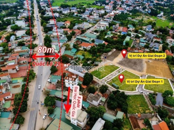ĐẤT ĐÁU GIÁ THÔN 6 LA GIÁN XÃ HÒA LẠC  100m, MT 5.29 _ FULL THỔ CƯ