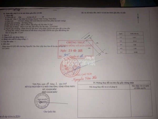 CẦN BÁN ĐẤT MẶT TIỀN TỈNH LỘ 304 – ĐƯỜNG NGUYỄN TIẾN SÁCH XÃ  VĨNH TƯỜNG – PHÚ THỌ