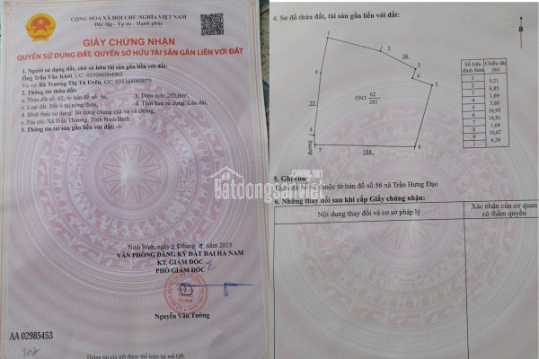 GIÁ TỐT- CẦN BÁN NHANH LÔ ĐẤT ĐẦU TƯ SINH LỜI khu công nghệ cao huyện Lý Nhân Hà Nam tỉnh Ninh Bình