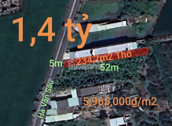 Bán lô đất thổ mặt tiền Hà Văn Sáu giá 1,4 tỷ