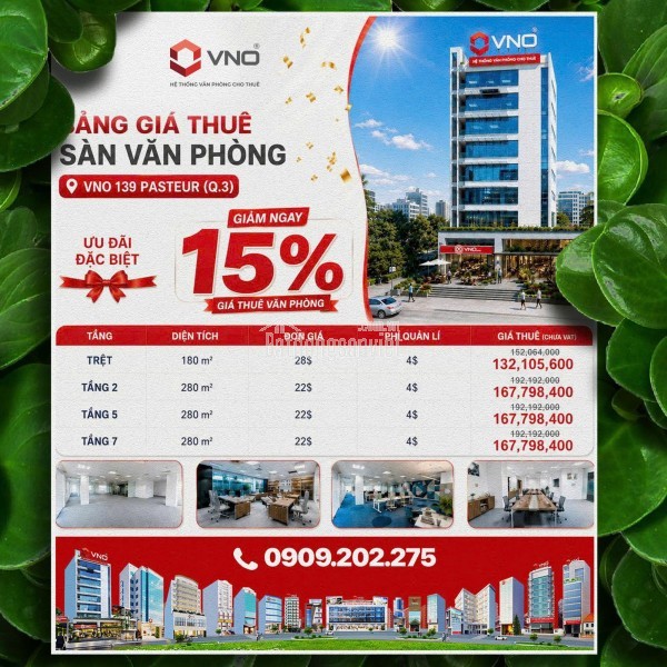 VNO 139 Pasteur - Văn phòng xanh giá tốt – bàn giao nhanh, tối ưu vận hành