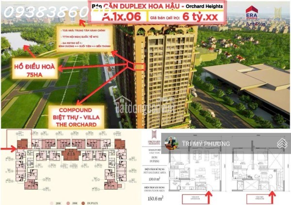 Orchard Heights - TT 2 tỷ 4 công chứng ngay - căn duplex thông cao 2 tầng, 3PN, rộng 150m2, view hồ