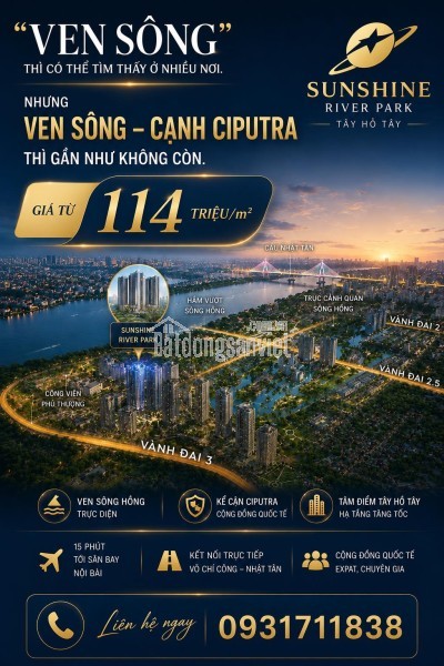SUNSHINE RIVER PARK  chung cư cấp 0931711838 view sông và nọi khu cipucha
