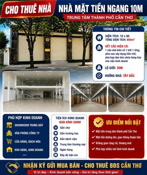Cho thuê nhà mặt tiền tại Đường 30/4, Phường Tân An, Quận Ninh Kiều, Cần Thơ giá 100 Triệu