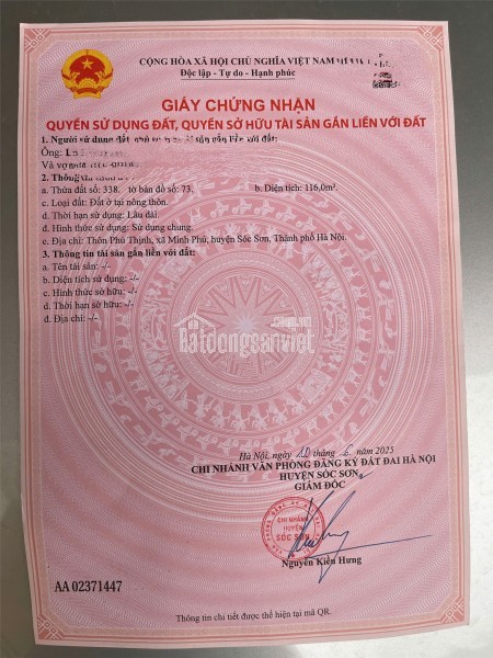 ĐẤT ĐẸP - GIÁ TỐT - Bán Nhanh Lô Đất Full thổ cư tại huyện Sóc Sơn, Hà Nội