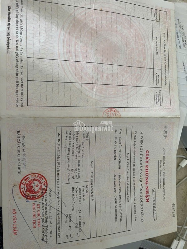 Bán nhà 1 trệt 1 lầu ngay góc 59/12 Lê Liễu, P.Tân Sơn Nhì, Q.Tân Phú cũ
