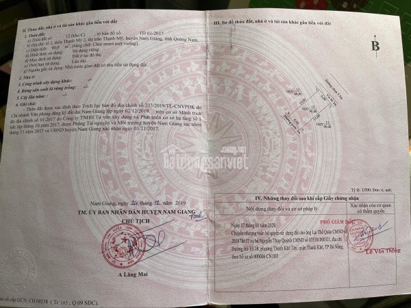 Bán nhanh BĐS chính chủ, ko qua trung gian, đường nhựa 5,5m Thị Trấn Thạnh Mỹ, Nam Giang, Đà Nẵng