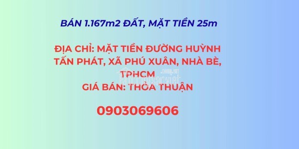 Bán 6.125m² đất + Nhà xưởng, mặt tiền đường Huỳnh Tấn Phát, Xã Phú Xuân Nhà Bè, Tp.HCM