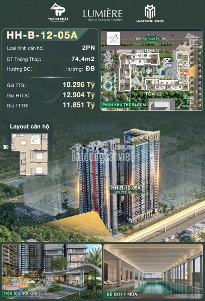 Căn 1PN Hướng Đông Nam 53.2m² Tại Lumière Hanoi Seasons Garden  Không Gian Sống Chuẩn Quốc Tế Dành