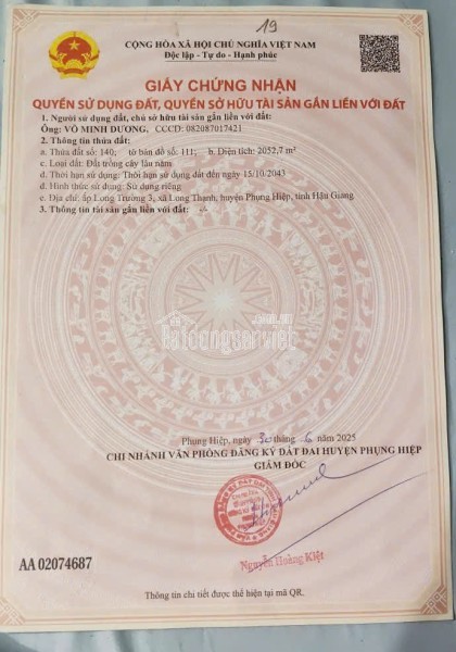 CẦN BÁN NHANH BÁN ĐẤT VƯỜN TẠI LONG THẠNH – PHỤNG HIỆP – HẬU GIANG
