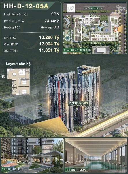 🌿 HHB-25-02  1PN VIEW NGOẠI KHU  TẦNG CAO THE BLOOM
