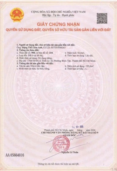 Bán nhà mới cao cấp hẻm 1768 Tỉnh Lộ 10 Quận Bình Tân ( cũ )