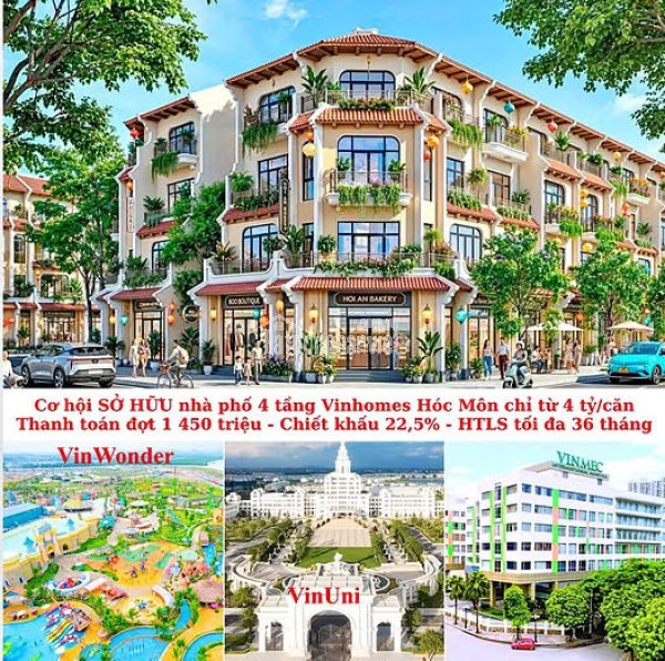 Vinhomes10 - [CHỈ 4 TỶ] – KHÔNG GIAN ĐẲNG CẤP NHÀ PHỐ VINHOMES HÓC MÔN 5M X 15M (75M²) – MẶT TIỀN