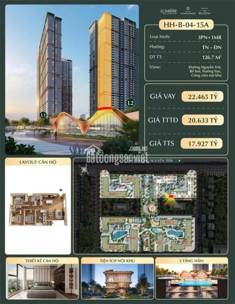 🔥 GIỎ HÀNG HIẾM CĂN 3PN+1 TẠI MASTERISE HANOI SEASONS GARDEN 🔥