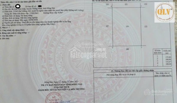 BÁN QUỸ ĐẤT CÔNG NGHIỆP, KCN DẦU GIÂY, THỐNG NHẤT, ĐỒNG NAI, 64.409m²