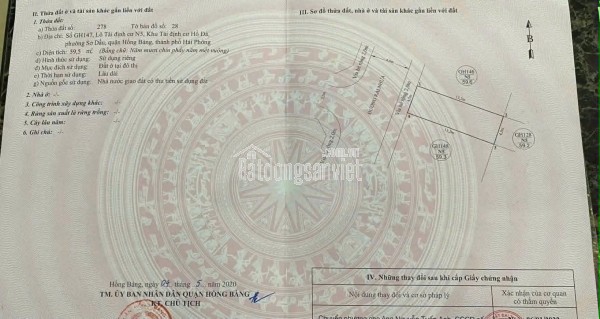 BÁN ĐẤT QUỲNH HOÀNG, AN DƯƠNG, HẢI PHÒNG