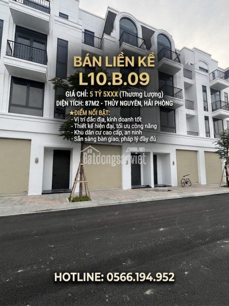 CHÍNH CHỦ BÁN CĂN LK L10 B09 thủy nguyên hải phòng 5ty5xx DT 87m2 4 tầng LH 0566.194.952