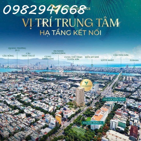 Cho thuê căn hộ Vista Residence 82m2, 2PN view pháo hoa đẳng cấp giữa trung tâm Đà Nẵng