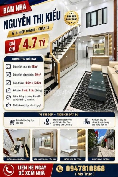 NHÀ ĐẸP GIÁ TỐT – NGUYỄN THỊ KIỂU, QUẬN 12