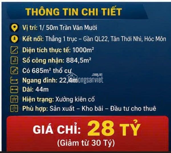 Bán Gấp Đất Mặt Tiền KD N.V.Bứa, Xuân Thới Thượng, Hóc Môn 1310m2,Chỉ 29.7 Tỷ.