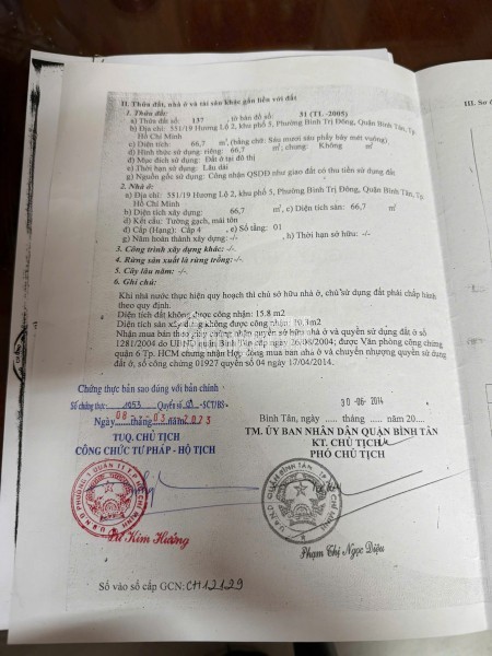 CHÍNH CHỦ CẦN BÁN GẤP NHÀ TẠI HƯƠNG LỘ 2, KP5, BÌNH TRỊ ĐÔNG, BÌNH TÂN