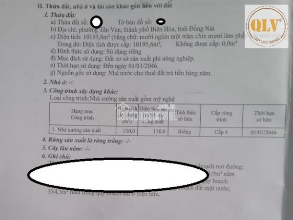 BÁN ĐẤT KÈM NHÀ XƯỞNG TÂN VẠN, TP. BIÊN HÒA, ĐỒNG NAI – 10.196m²