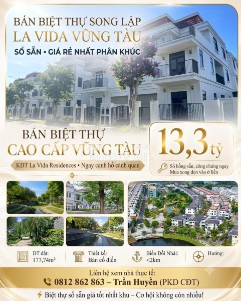 💎 BIỆT THỰ SONG LẬP LA VIDA VŨNG TÀU: SỔ HỒNG TRAO TAY – RẺ HƠN THỊ TRƯỜNG 2.7 TỶ