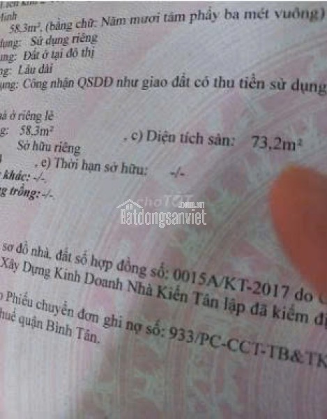 Chính chủ cần bán căn nhà MT kinh doanh trục đường Liên khu 2-10, phường Bình Hưng Hòa, Bình Tân.