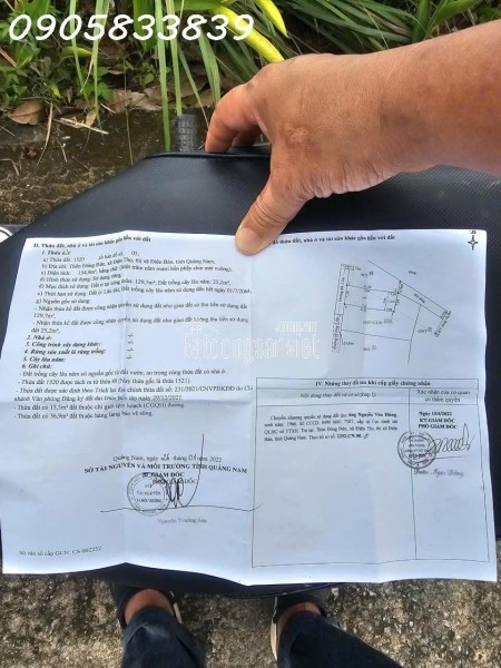 CẦN BÁN NHANH ĐẤT, X. Điện Thọ, H. Điện Bàn, T. Quảng Nam (cũ)
