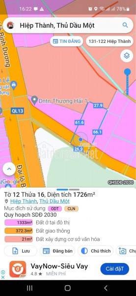 cho thuê đất giá rẻ,vị trí trung tâm TP Thủ Dầu Một, tiện kinh doanh đa nghành