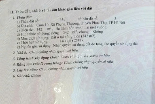 Bán đất, tặng nhà tại Phụng Thượng, Phúc Thọ, Hà Nội