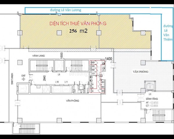 Cho thuê sàn văn phòng DT 400m2  tại Sudico Mễ Trì - Nam Từ Liêm HN chia sẵn 3 phòng chức năng