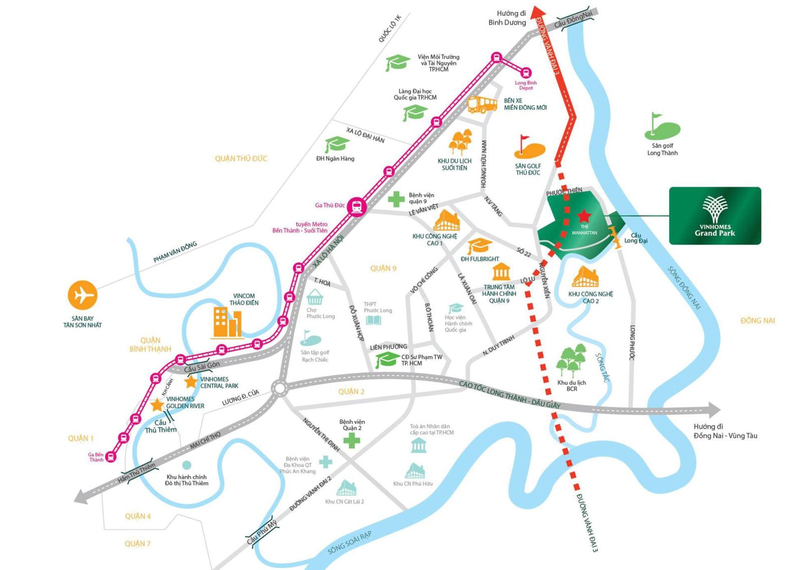  Vị trí Vinhomes Grand Park tại Đường Nguyễn Xiển, Long Thạnh Mỹ, Quận 9, TP Thủ Đức, TP Hồ Chí Minh.