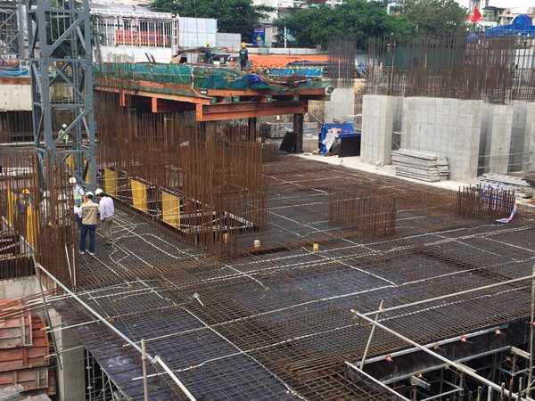 Dự án đã hoàn thành đổ bê tông móng bè, cột, vách, hầm