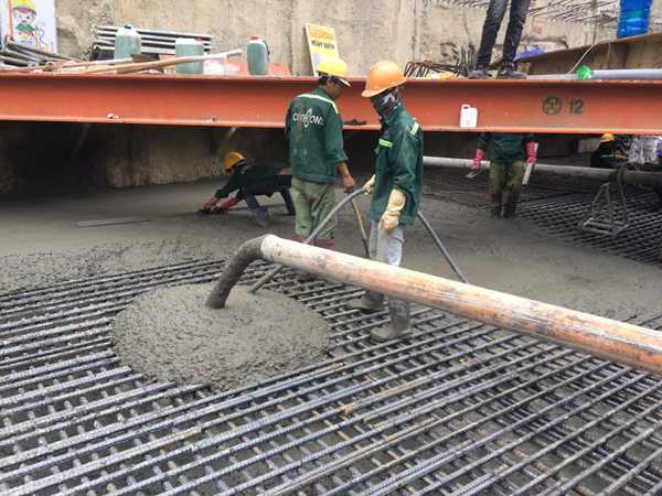 Dự án đã hoàn thành đổ bê tông móng bè, cột, vách, hầm