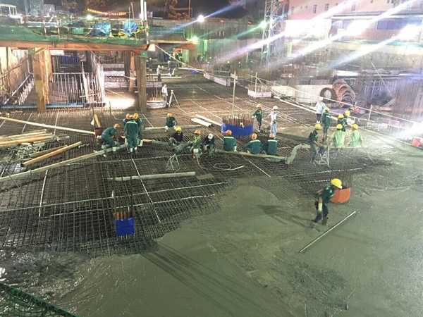 Dự án đã hoàn thành đổ bê tông móng bè, cột, vách, hầm