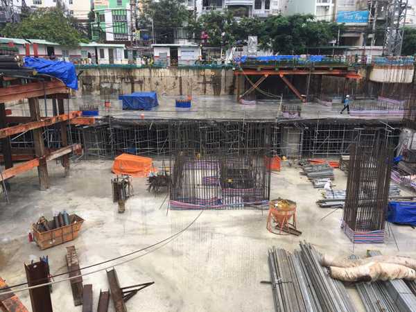 Dự án đã hoàn thành đổ bê tông móng bè, cột, vách, hầm