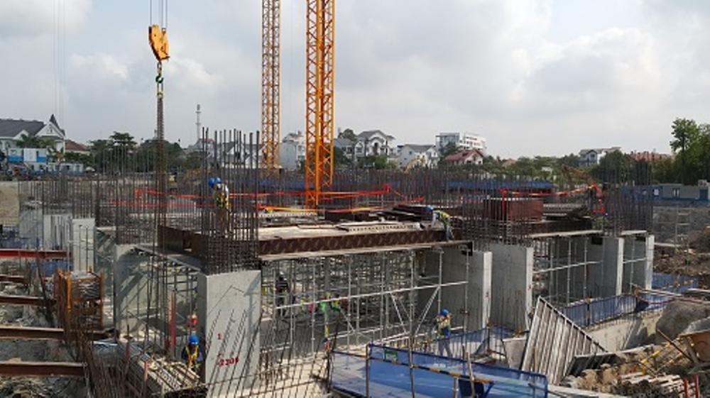 Dự án đang thi công đến tầng trệt khối B